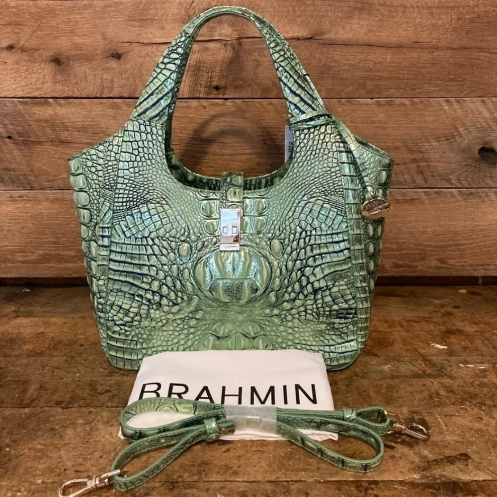 💚▪️Brahmin ▪️Small Carla Agave Melbourne Leather Shoulder Bag